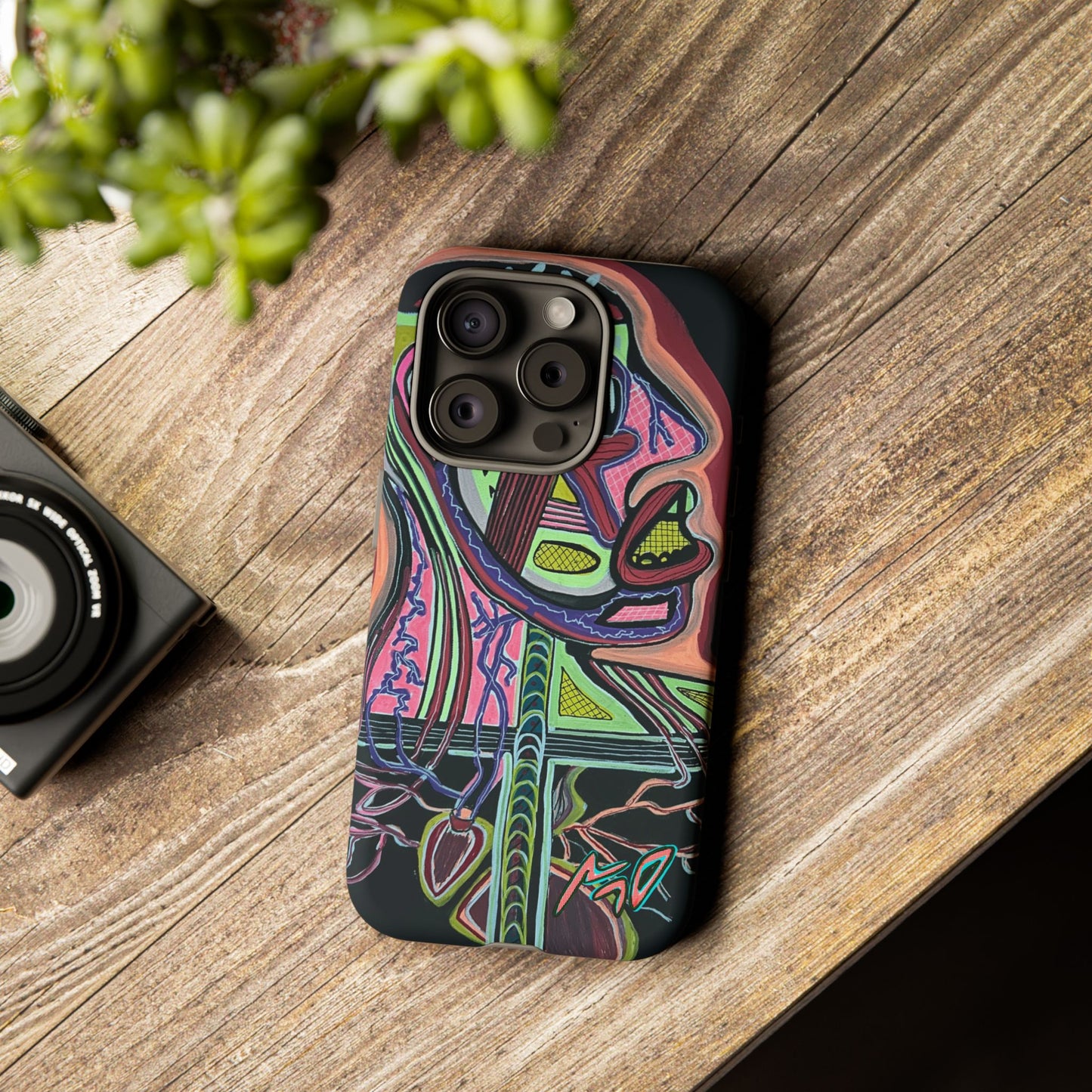 HEART ATTACK Abstract Neon Face Tough Phone Case – Vibrant Art Phone Cover