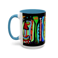CRAZY.   Neon Face Accent Coffee Mug – Colorful Psychedelic Art Ceramic Mug
