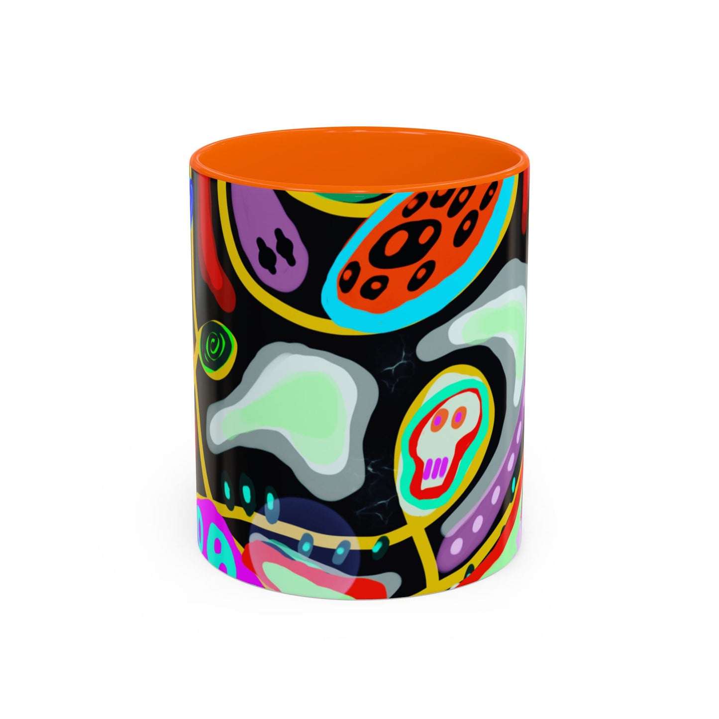 CRAZY2.0  Accent Mug — Colorful Neon Skull Abstract Coffee Cup