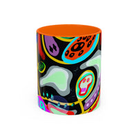 CRAZY2.0  Accent Mug — Colorful Neon Skull Abstract Coffee Cup