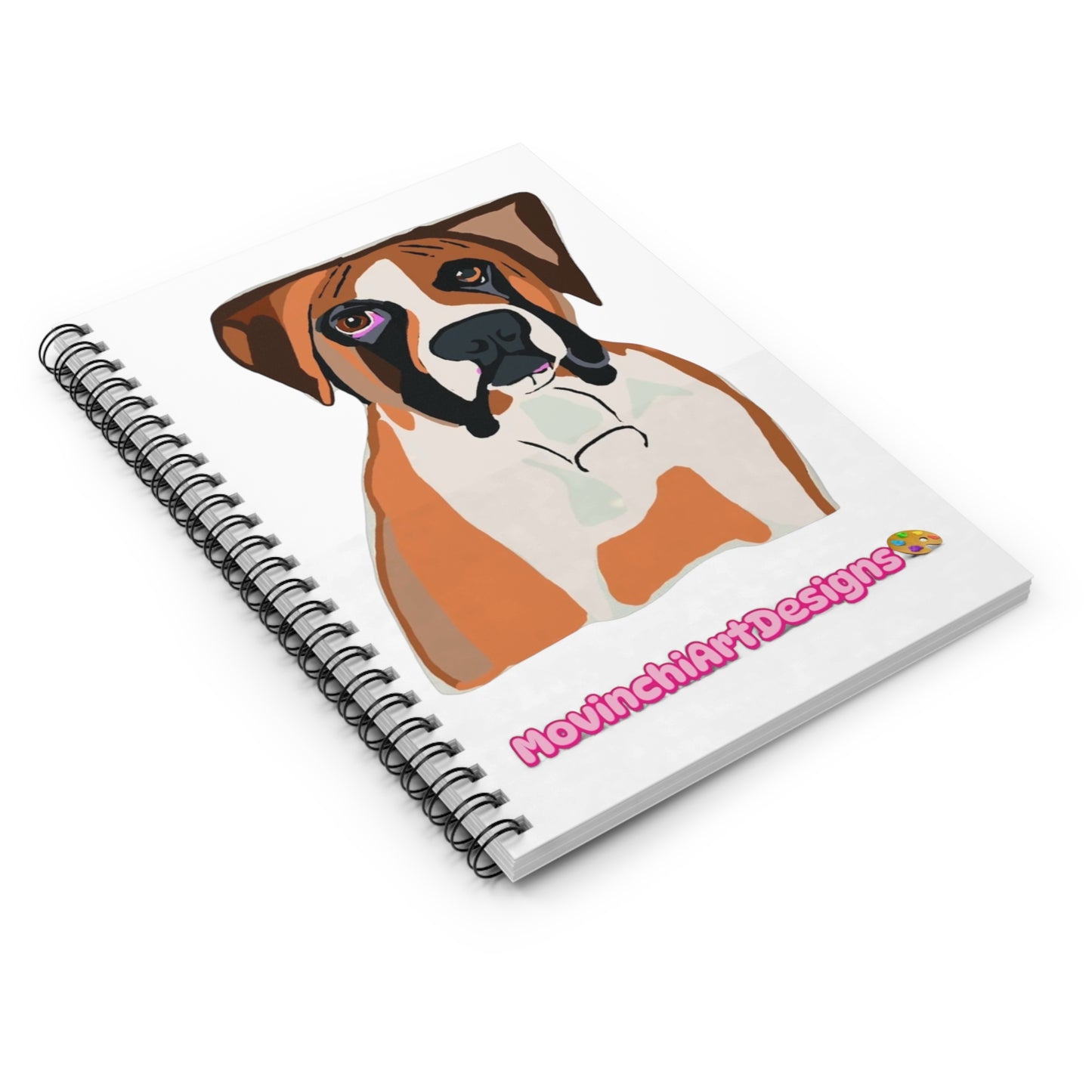 BOXER Dog Spiral Notebook — Cute Pet Portrait Ruled Journal