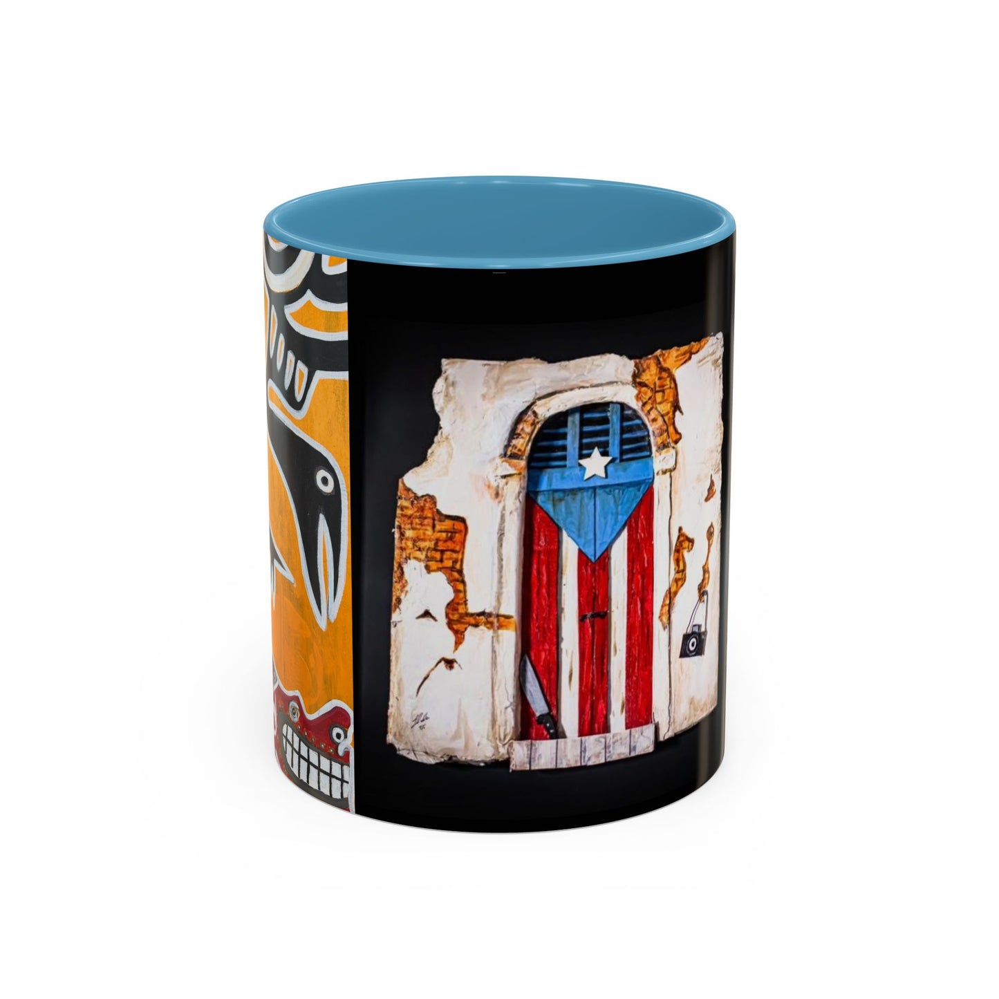 Puerto Rico Flag Coffee Mug — Rustic Street Art Accent Mug (11/15 oz)