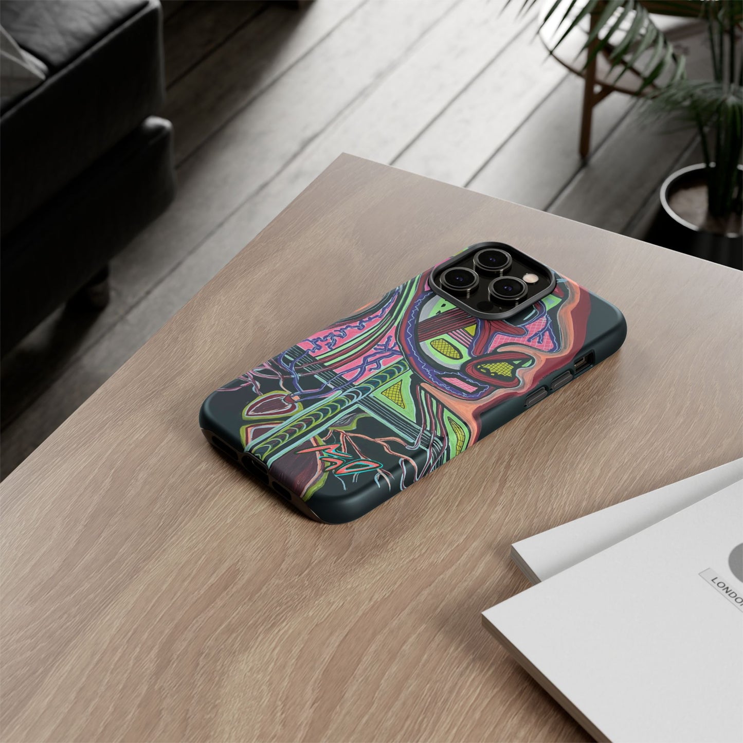 HEART ATTACK Abstract Neon Face Tough Phone Case – Vibrant Art Phone Cover