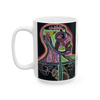 HEART ATTACK  Abstract Psychedelic Skull Ceramic Mug — Colorful Anatomical Art (11oz & 15oz)