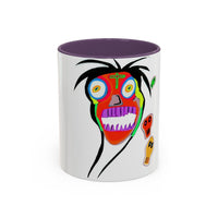 Colorful Tribal Mask Coffee Mug — Vibrant Skull Art Accent Mug (11/15oz)