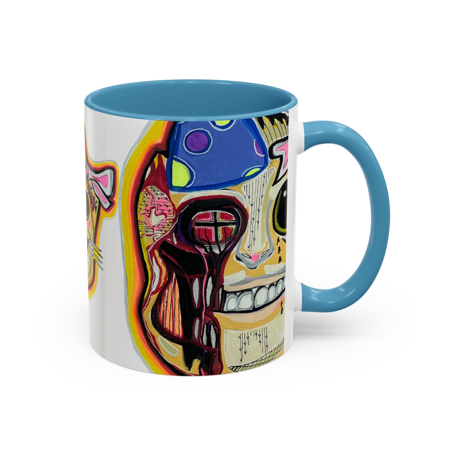POOKIES BEAR Cat Skull Accent Coffee Mug — Day of the Dead Gothic Cat Design