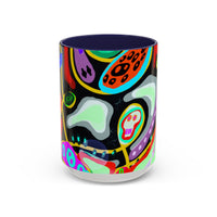 CRAZY2.0  Accent Mug — Colorful Neon Skull Abstract Coffee Cup