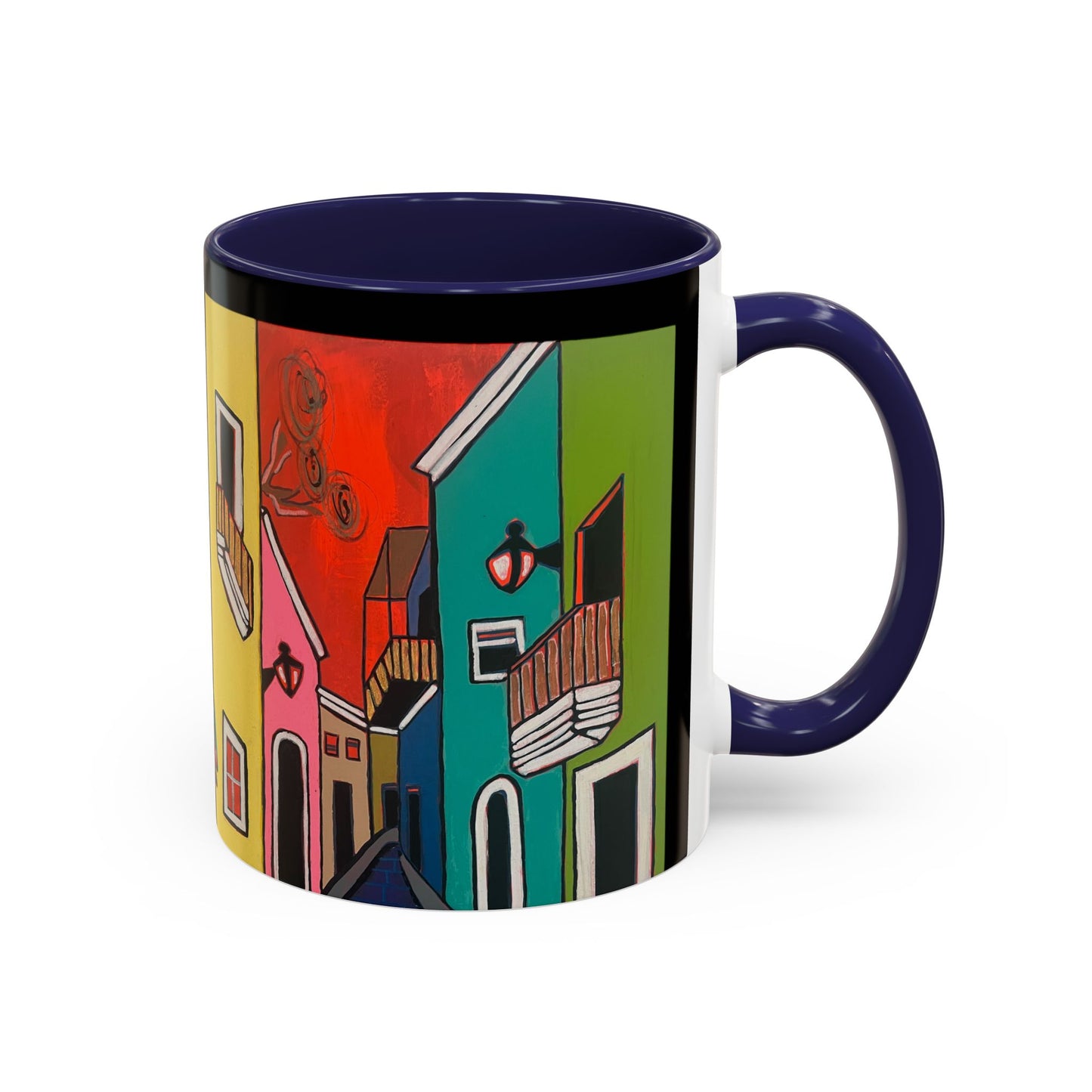 VIEJO SAN JUAN,  Colorful Cityscape Coffee Mug — Vibrant European Street Accent Mug