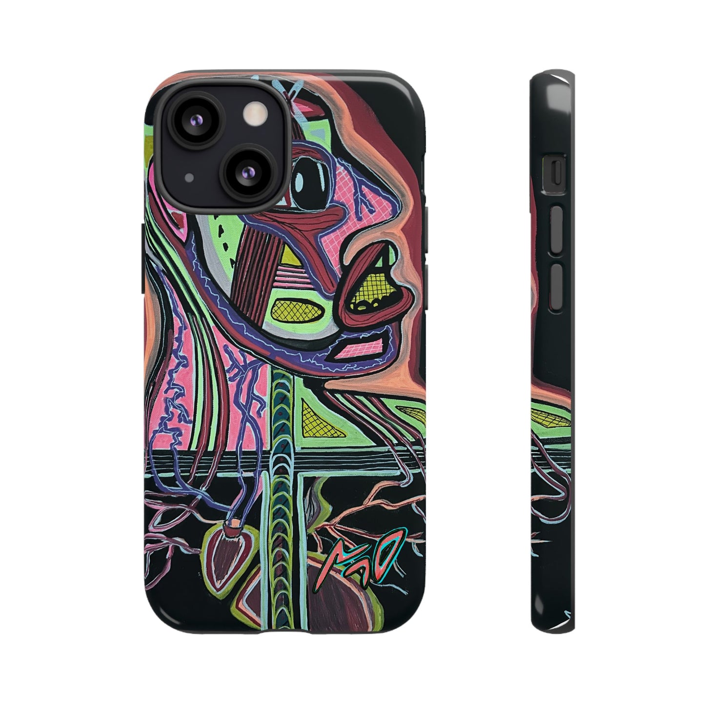 HEART ATTACK Abstract Neon Face Tough Phone Case – Vibrant Art Phone Cover
