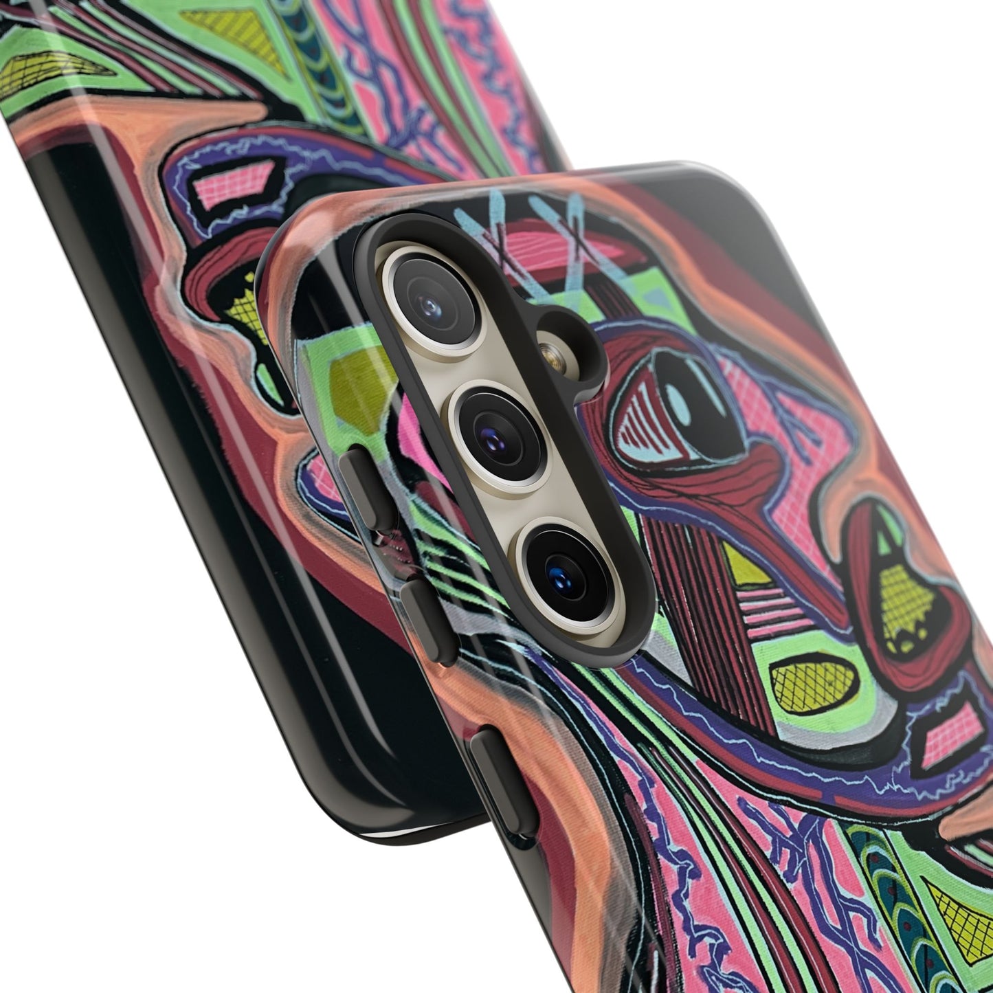 HEART ATTACK Abstract Neon Face Tough Phone Case – Vibrant Art Phone Cover
