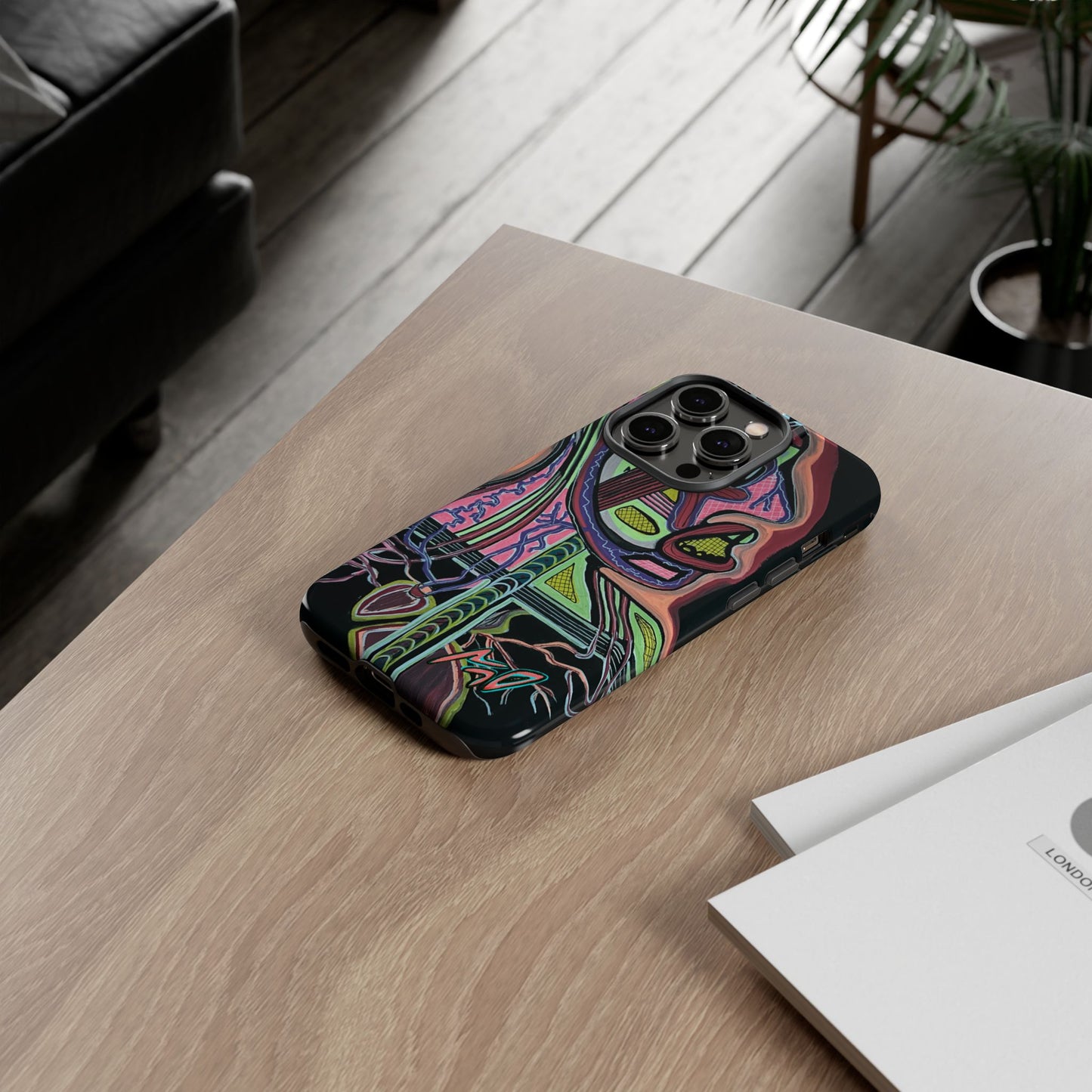 HEART ATTACK Abstract Neon Face Tough Phone Case – Vibrant Art Phone Cover