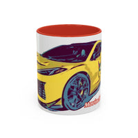ZR1 Lover Coffee Mug — Yellow Sports Car & Boston Terrier Accent Mug (11/15 oz)