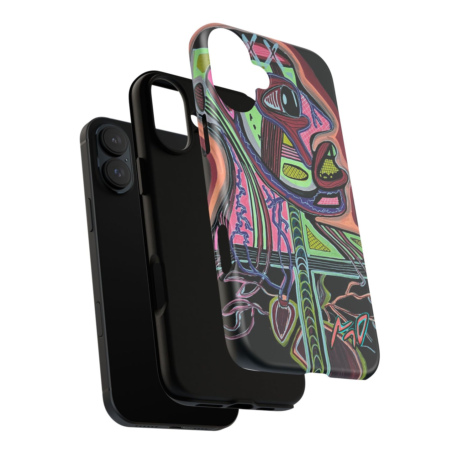 HEART ATTACK Abstract Neon Face Tough Phone Case – Vibrant Art Phone Cover
