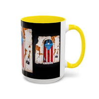 Puerto Rico Flag Door Accent Coffee Mug — Vintage Rustic Boricua Pride (11/15oz)