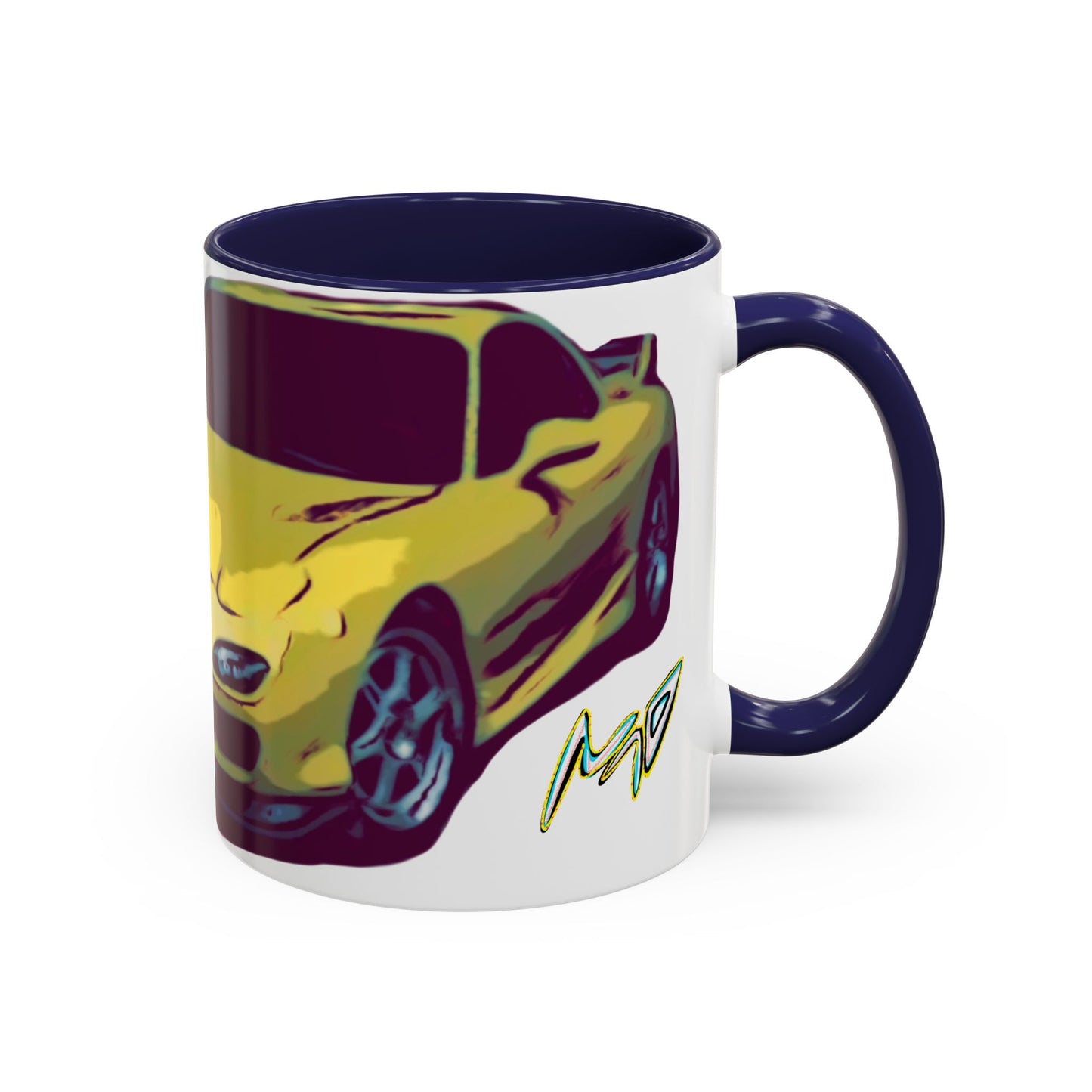 RX7  Coffee Mug — Yellow Sports Car Illustration Accent Mug