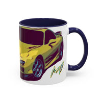 RX7  Coffee Mug — Yellow Sports Car Illustration Accent Mug