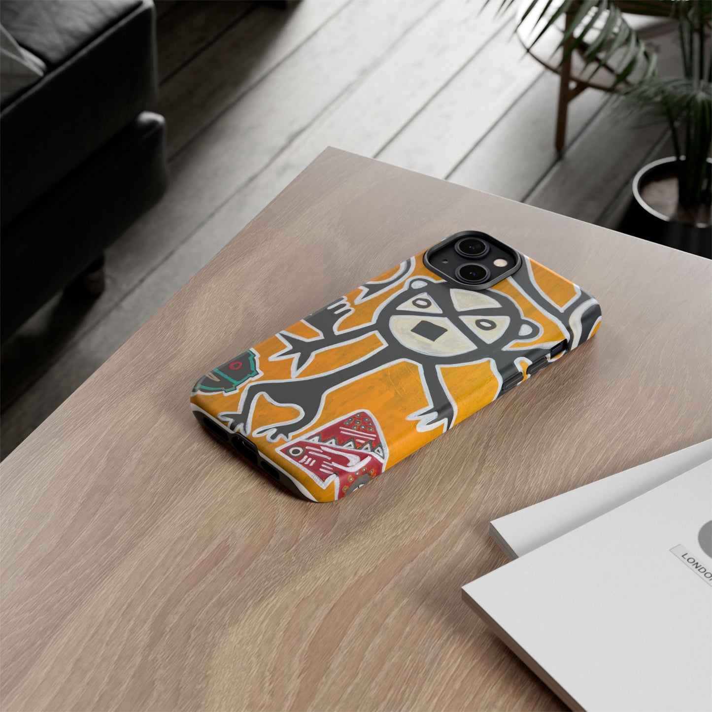 Abstract TAINO  Tribal Art Phone Case – Bold Orange Graphic Protective Cover