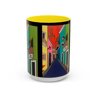 SAN SEBASTIAN.  Colorful Street Scene Accent Coffee Mug — Vibrant Urban Art Ceramic Mug (11/15oz)