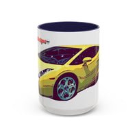 GALLARDO.  Sports Car Coffee Mug — Yellow Supercar Accent Mug (11/15oz)