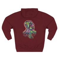 HEART ATTACK  Abstract Psyche Hoodie — Colorful Three-Panel Back Art Fleece Hoodie