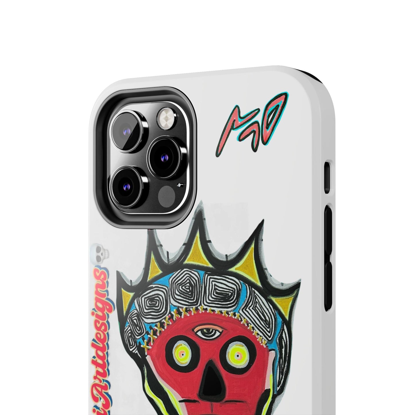 Artistic Crown KING GRAY  Skull Tough Phone Case — Colorful Abstract Guardian Design