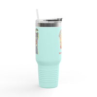 MOVINCHIARTDESIGNS.  40oz Insulated Travel Mug — Colorful Abstract Skull Design, Spill‑Resistant Tumbler