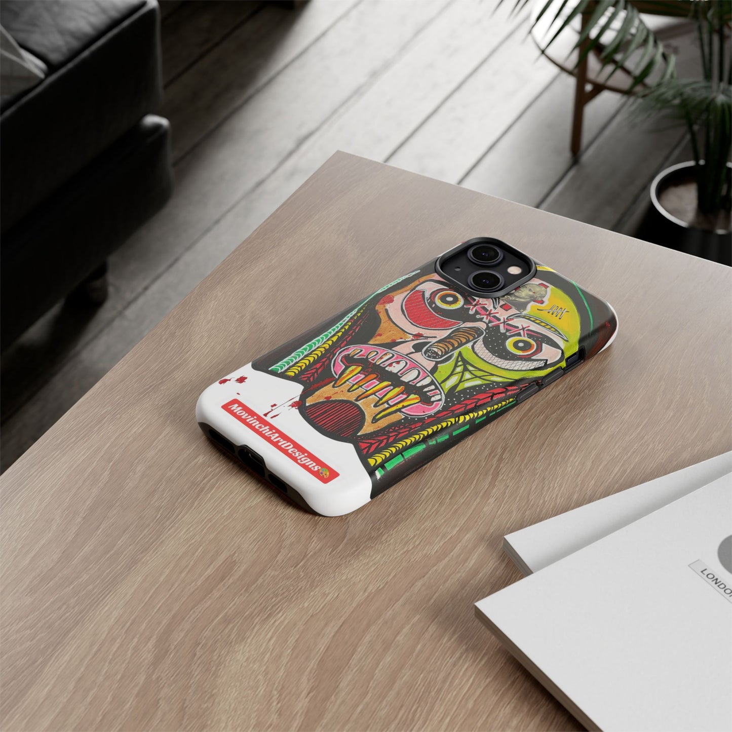 KUNTA.  Abstract Tribal Skull Phone Case — Colorful Street Art Protective Cover