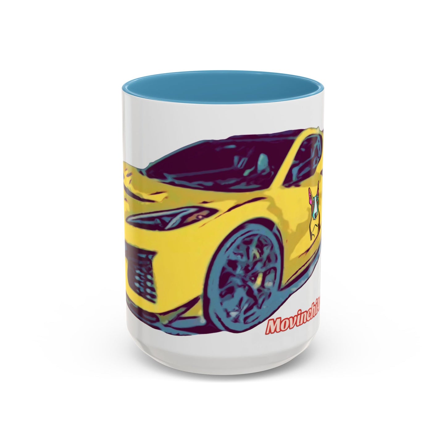 ZR1 Lover Coffee Mug — Yellow Sports Car & Boston Terrier Accent Mug (11/15 oz)