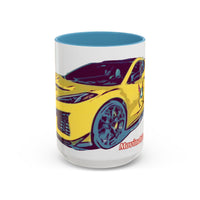 ZR1 Lover Coffee Mug — Yellow Sports Car & Boston Terrier Accent Mug (11/15 oz)