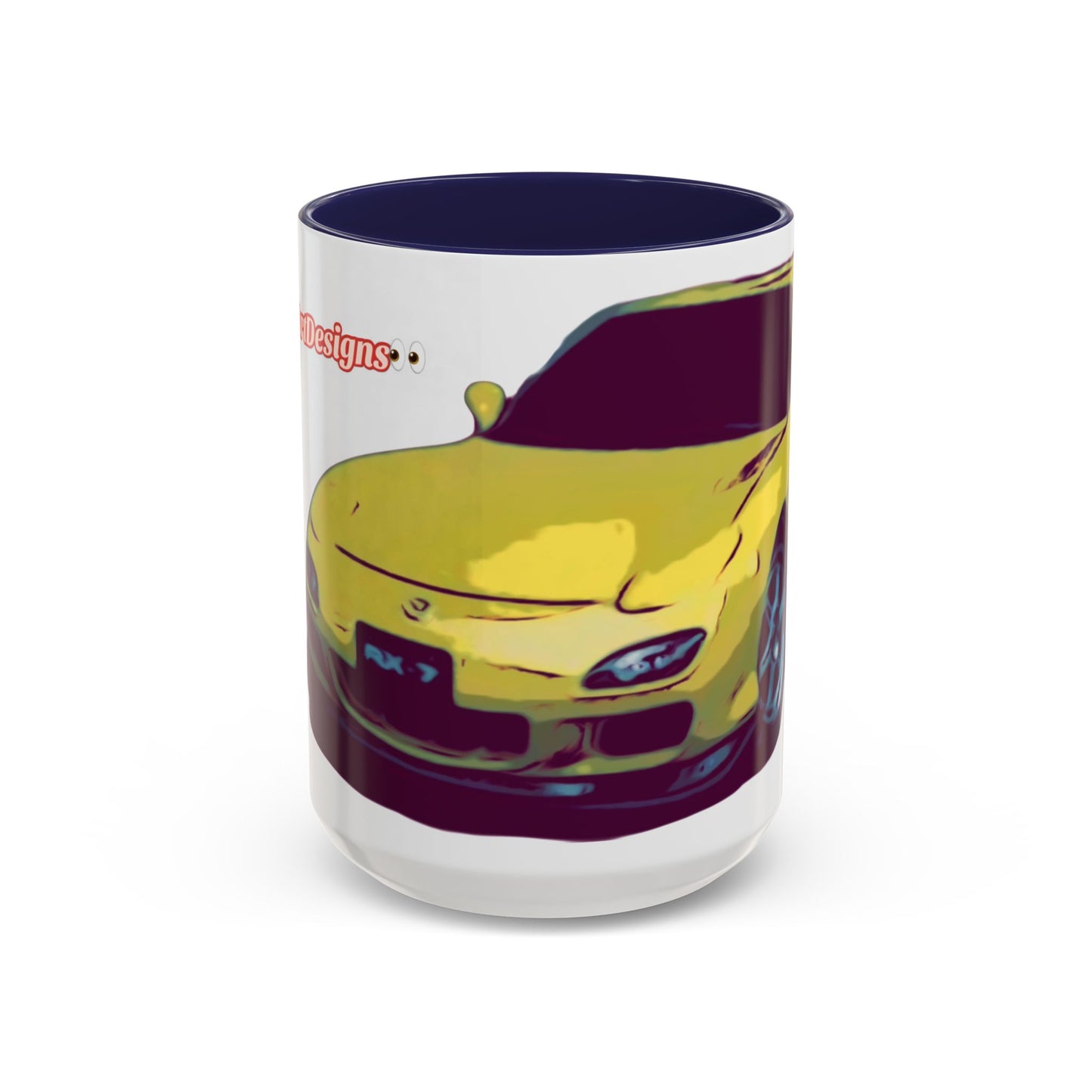 RX7  Coffee Mug — Yellow Sports Car Illustration Accent Mug