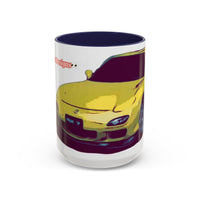 RX7  Coffee Mug — Yellow Sports Car Illustration Accent Mug