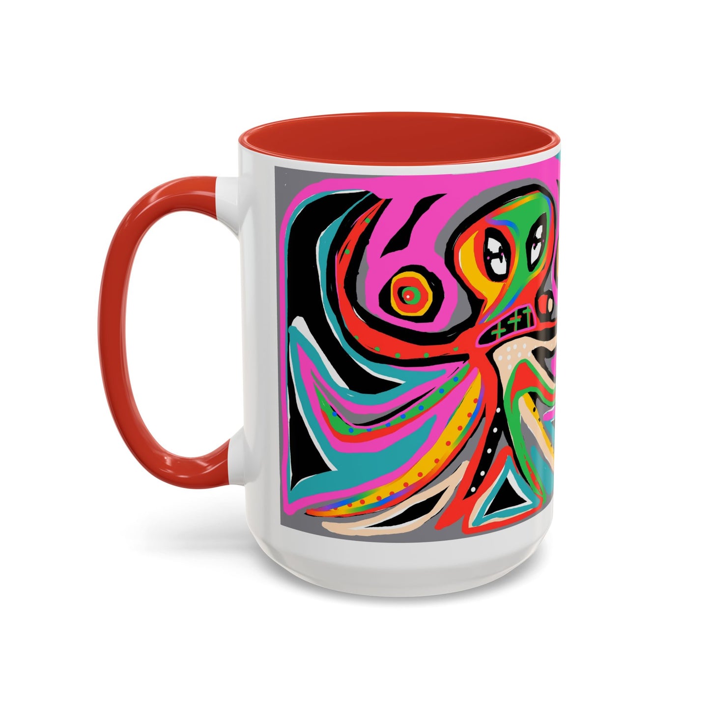 Abstract Neon octopussy Coffee Mug — Colorful Pop Art Accent Mug (11/15oz)