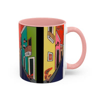SAN SEBASTIAN.  Colorful Street Scene Accent Coffee Mug — Vibrant Urban Art Ceramic Mug (11/15oz)
