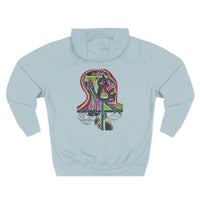 HEART ATTACK  Abstract Psyche Hoodie — Colorful Three-Panel Back Art Fleece Hoodie