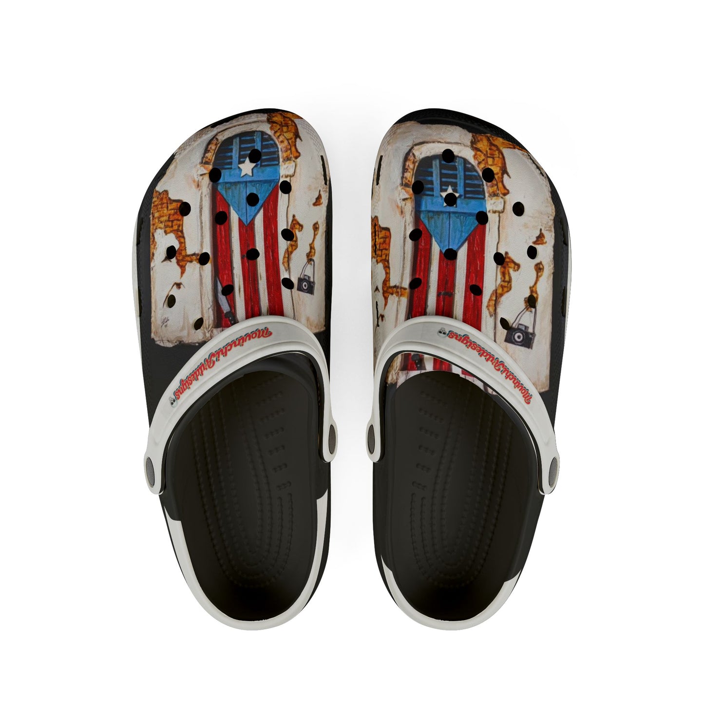 PUERTO RICO Patriotic Rustic Door EVA Foam Clogs