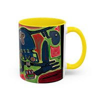 AFTER LIFE.  Abstract Tribal Art Coffee Mug — Colorful Surreal Accent Mug