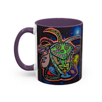 Psychedelic RYDER2.0   Space Goat Accent Coffee Mug — Colorful Cosmic Animal Art (11/15oz)