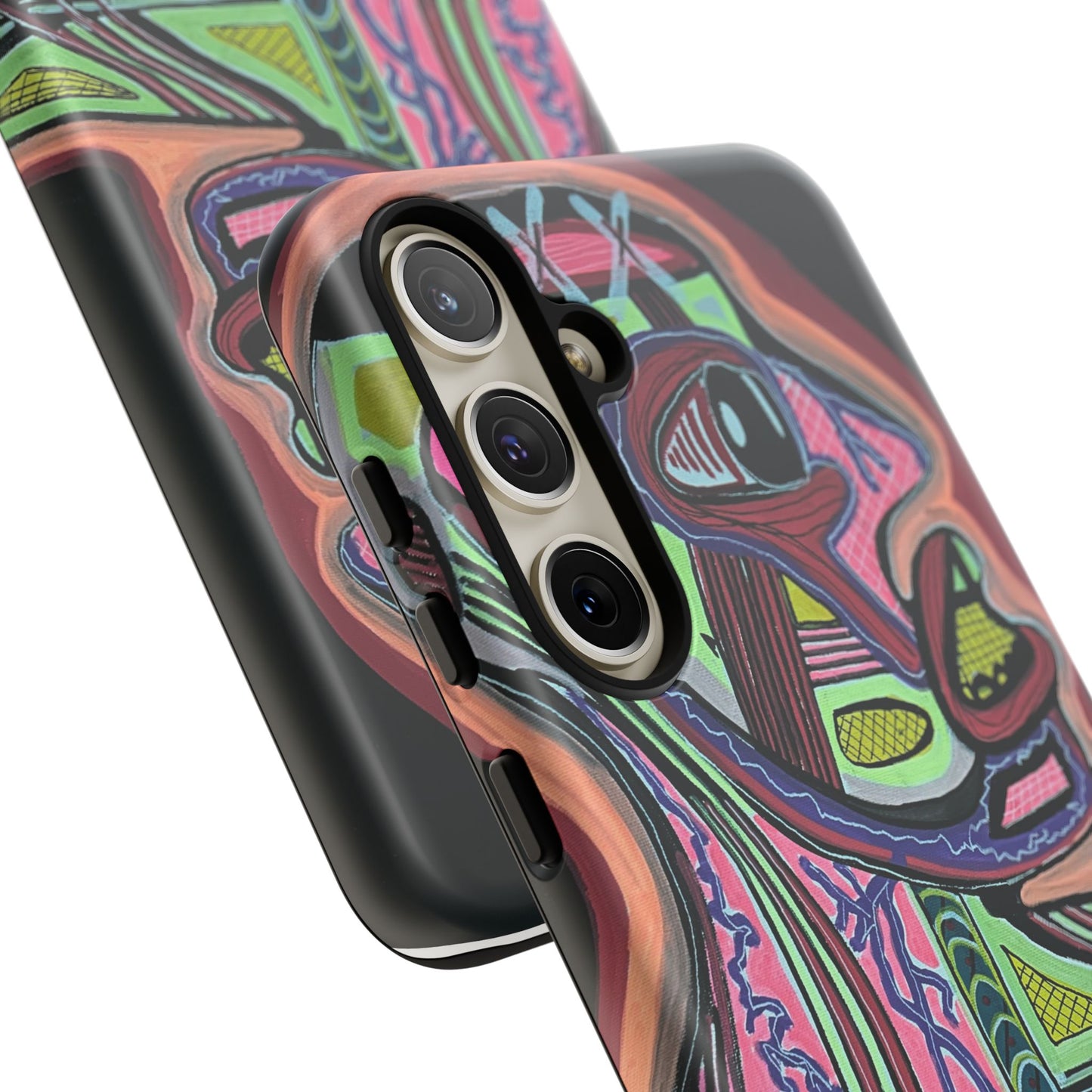 HEART ATTACK Abstract Neon Face Tough Phone Case – Vibrant Art Phone Cover