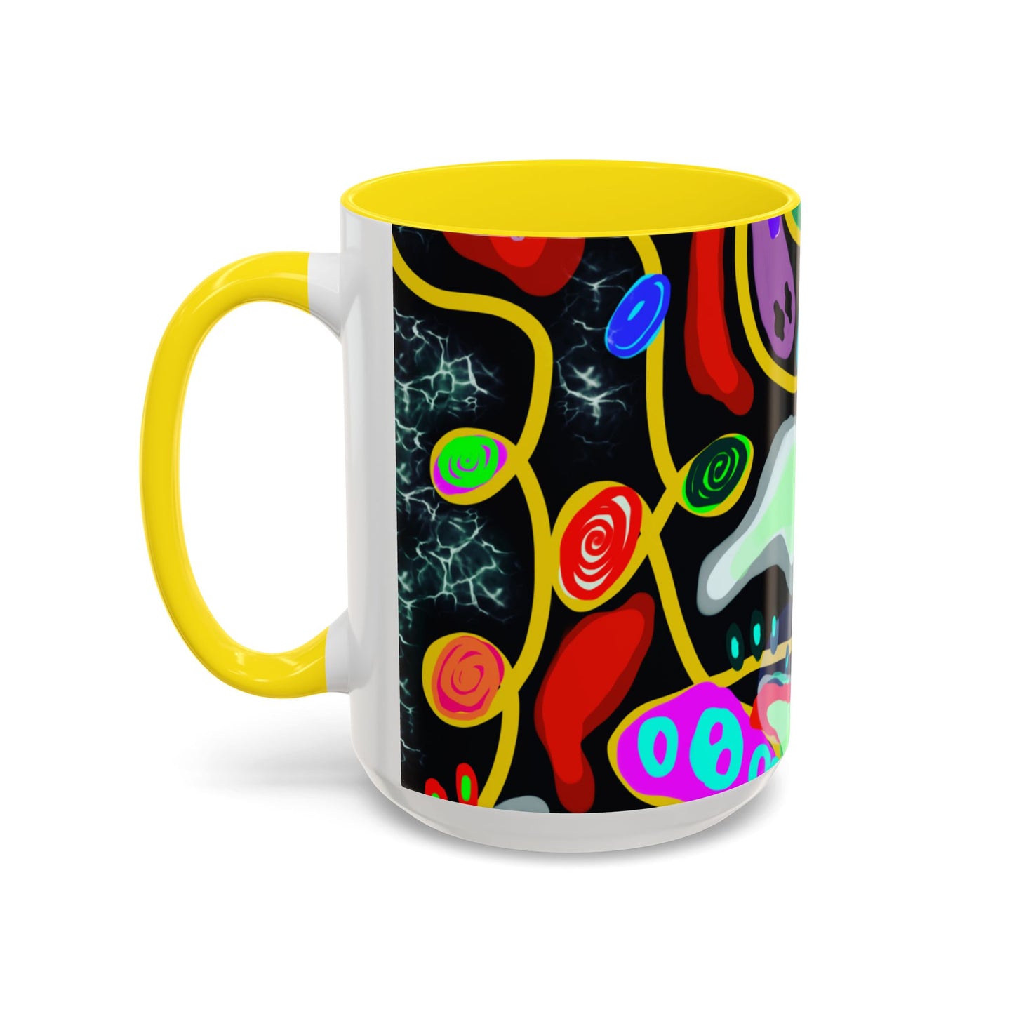 CRAZY2.0  Accent Mug — Colorful Neon Skull Abstract Coffee Cup