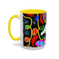 CRAZY2.0  Accent Mug — Colorful Neon Skull Abstract Coffee Cup