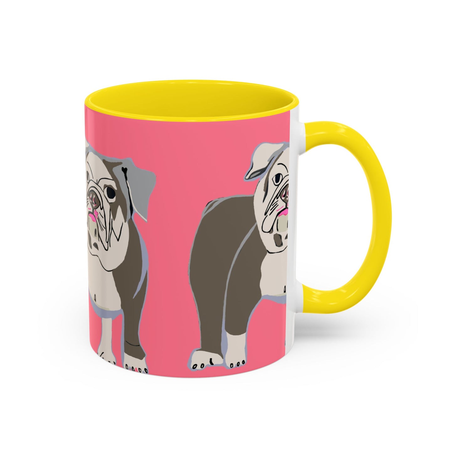 Bulldog Accent Coffee Mug — Cute Pink Dog Lover Mug (11/15oz)