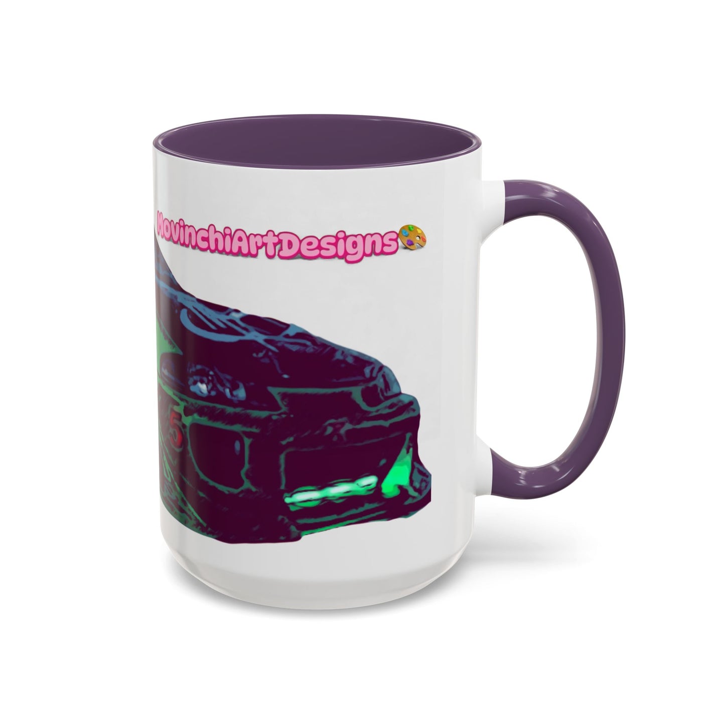 Coffee Mug —ECLIPSE  Neon Sports Car Design with "MovinchiArtDesigns" Logo