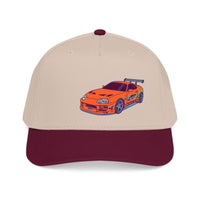 2JZ.  Retro Orange Sports Car Baseball Cap — Vintage JDM Supra Snapback