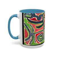 AFTER LIFE.  Abstract Tribal Art Coffee Mug — Colorful Surreal Accent Mug