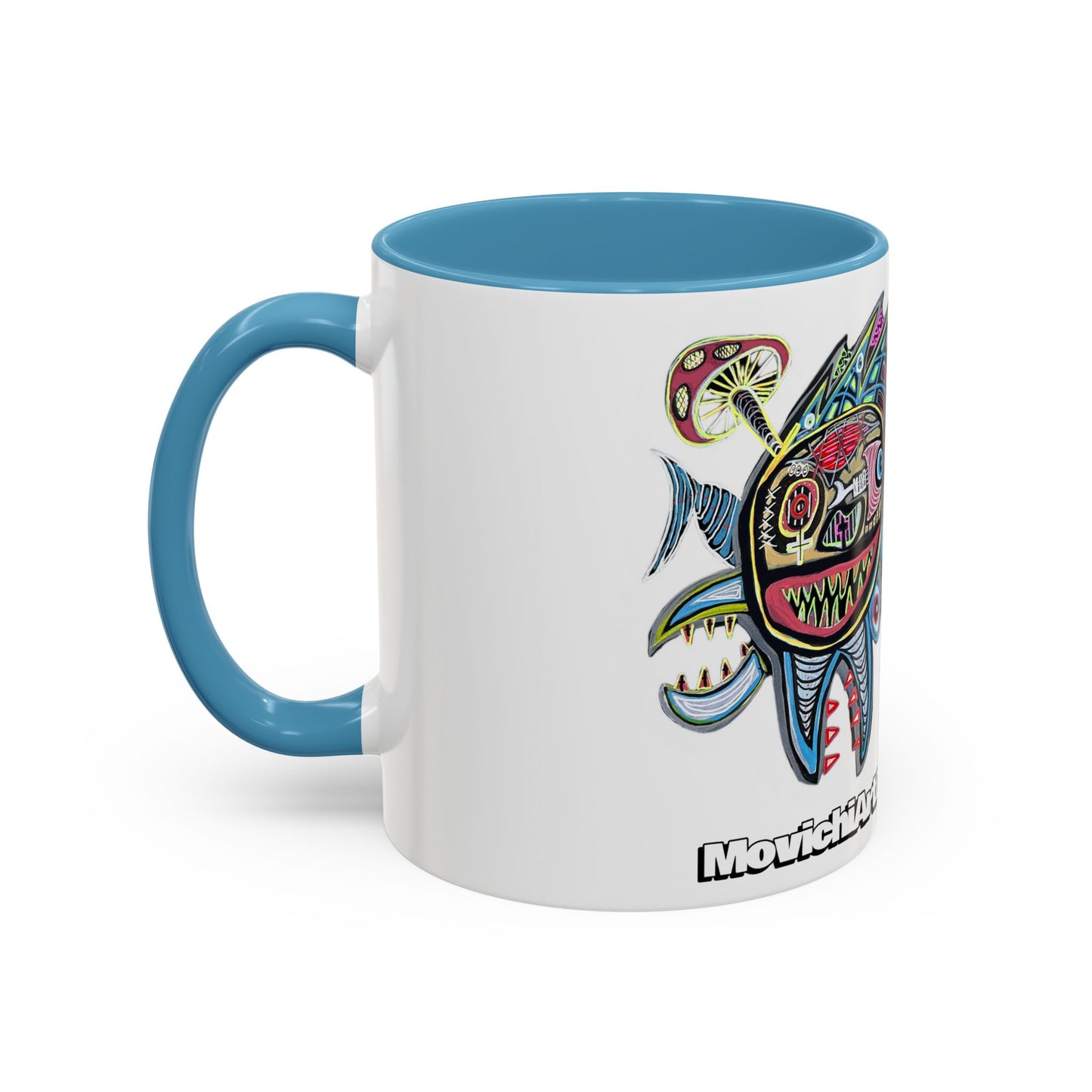 Colorful Shark Attack  Fish Accent Coffee Mug — Bold Nautical Art 11/15oz