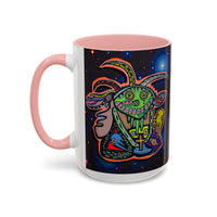 Psychedelic RYDER2.0   Space Goat Accent Coffee Mug — Colorful Cosmic Animal Art (11/15oz)