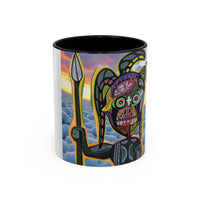 Surreal VINCENT Tribal Warrior Accent Coffee Mug — Colorful Skull Art 11/15oz