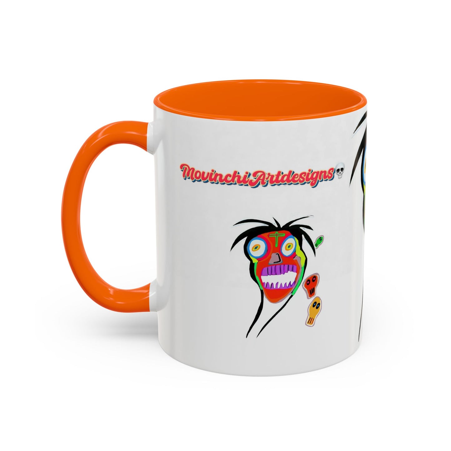 Skullface Accent Coffee Mug — Colorful Day of the Dead Pop Art (11/15oz)