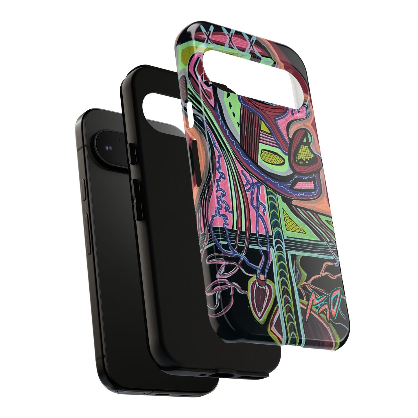HEART ATTACK Abstract Neon Face Tough Phone Case – Vibrant Art Phone Cover