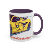 ZR1 Lover Coffee Mug — Yellow Sports Car & Boston Terrier Accent Mug (11/15 oz)